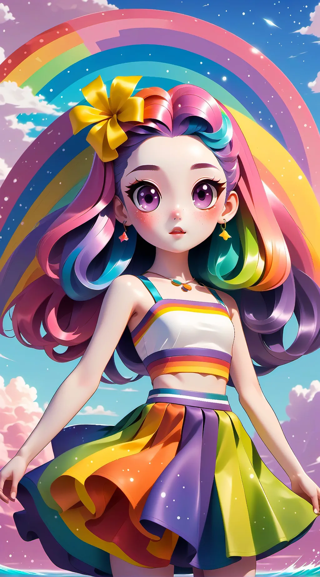 ai character: Rainbow background