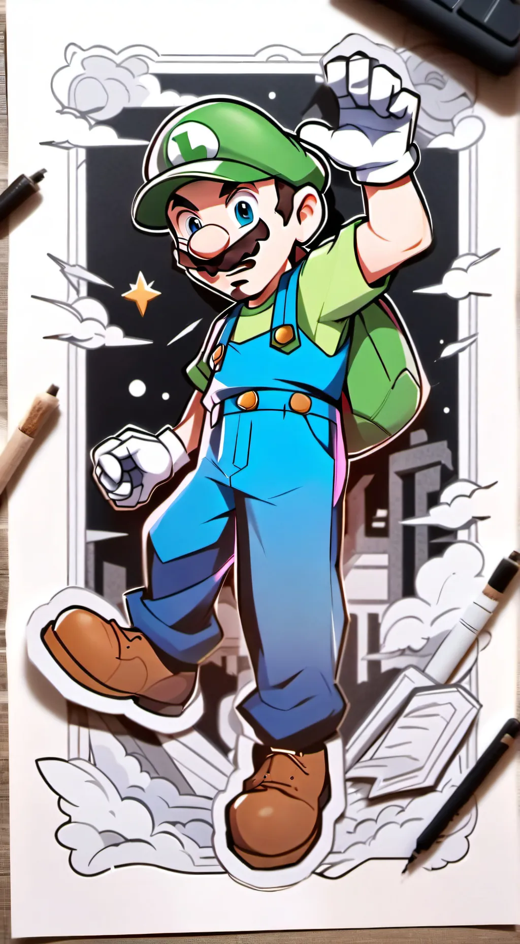 ai character: Luigi  background