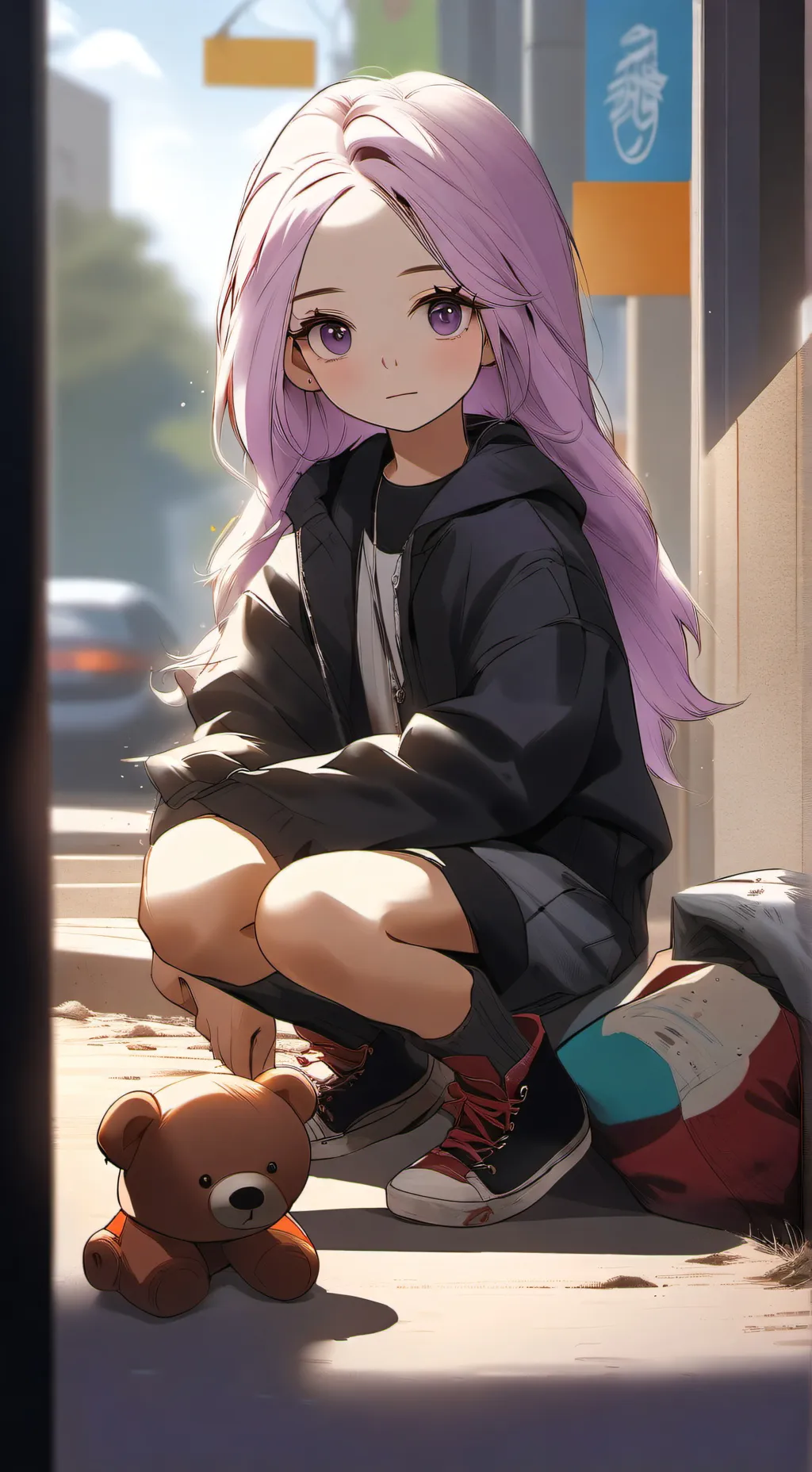 ai character: little girl Jinx background