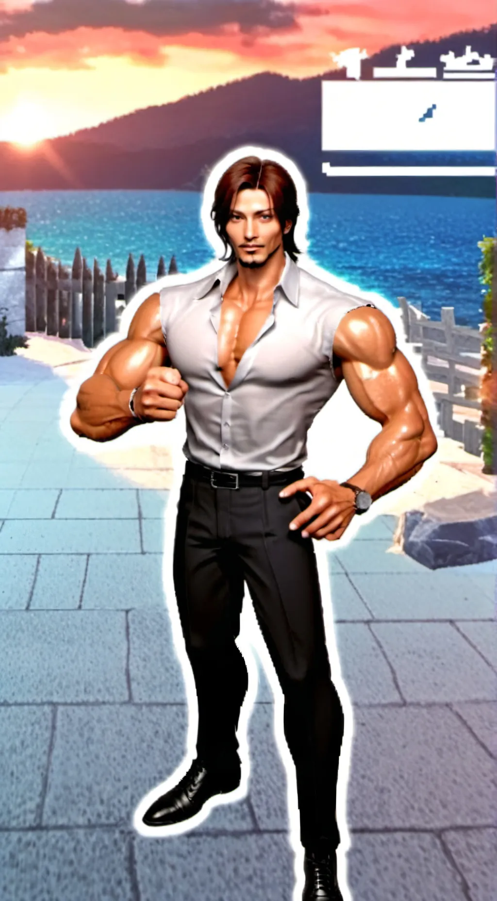 ai character: big jacked man background