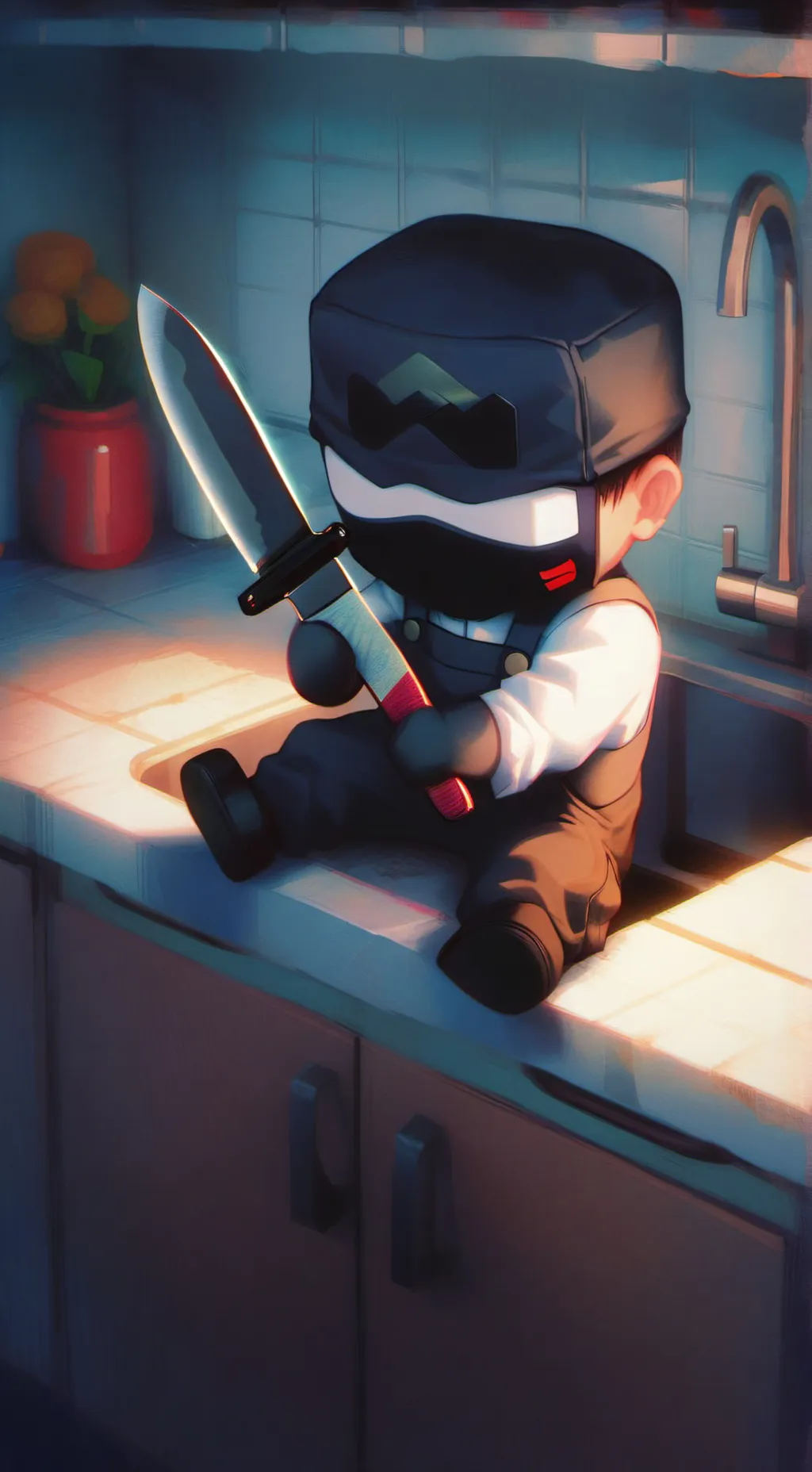 ai character: Uzi and N plushies background