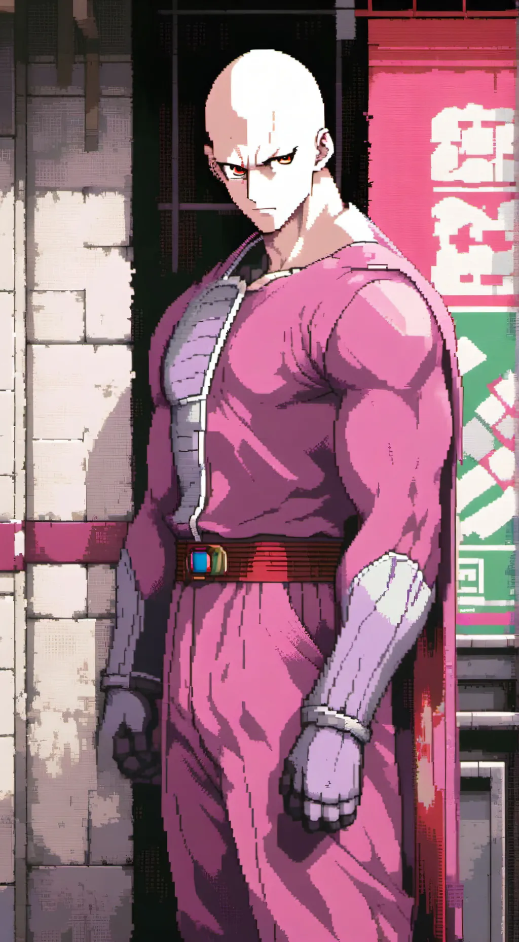 ai character: Saitama pink background