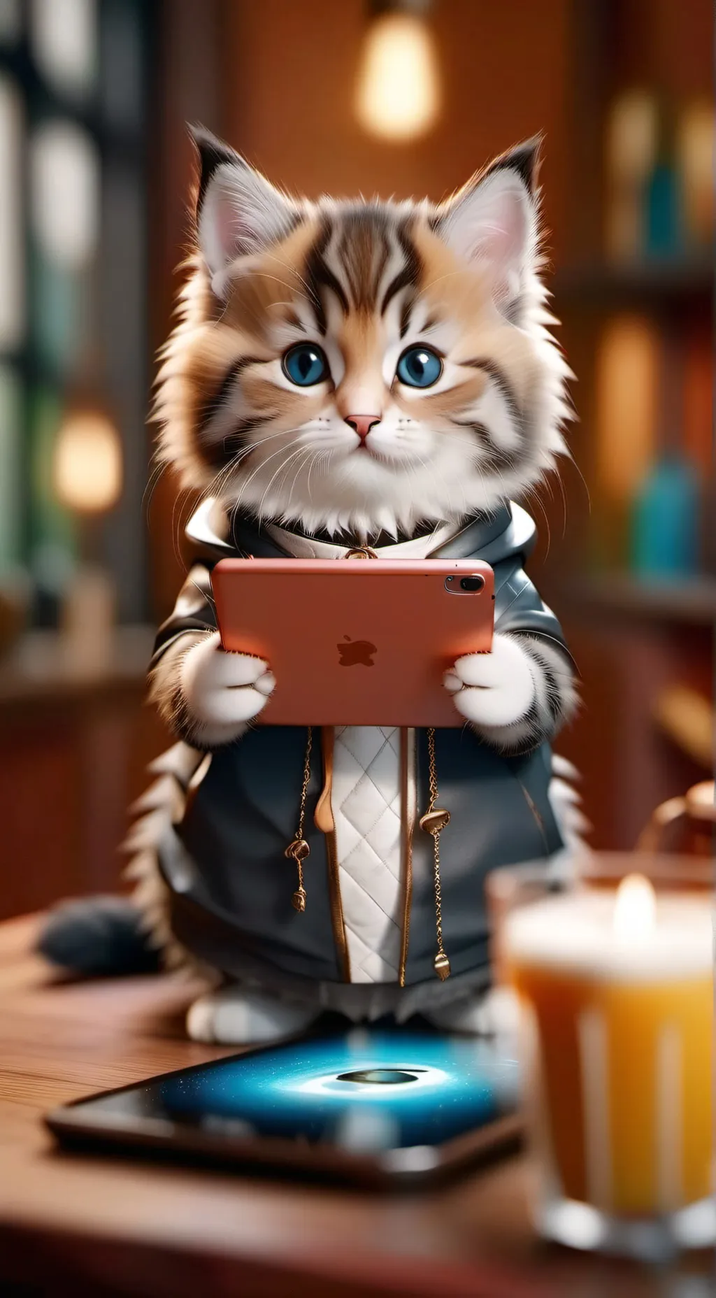 ai character: ipad kitten background