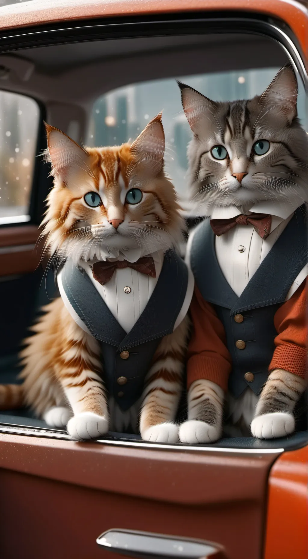 ai character: kittys in your car background