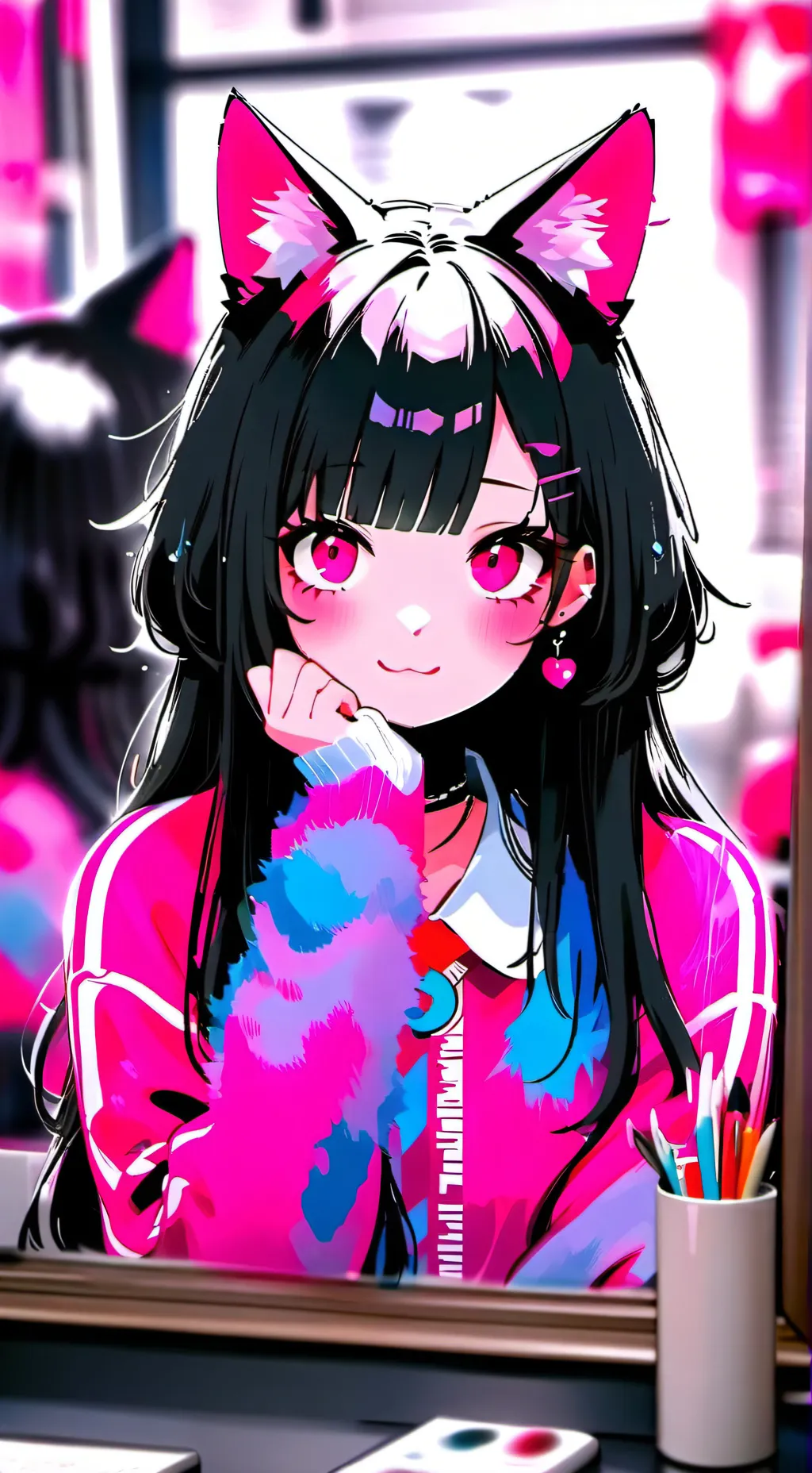 ai character: Purrrfectly Pink C background