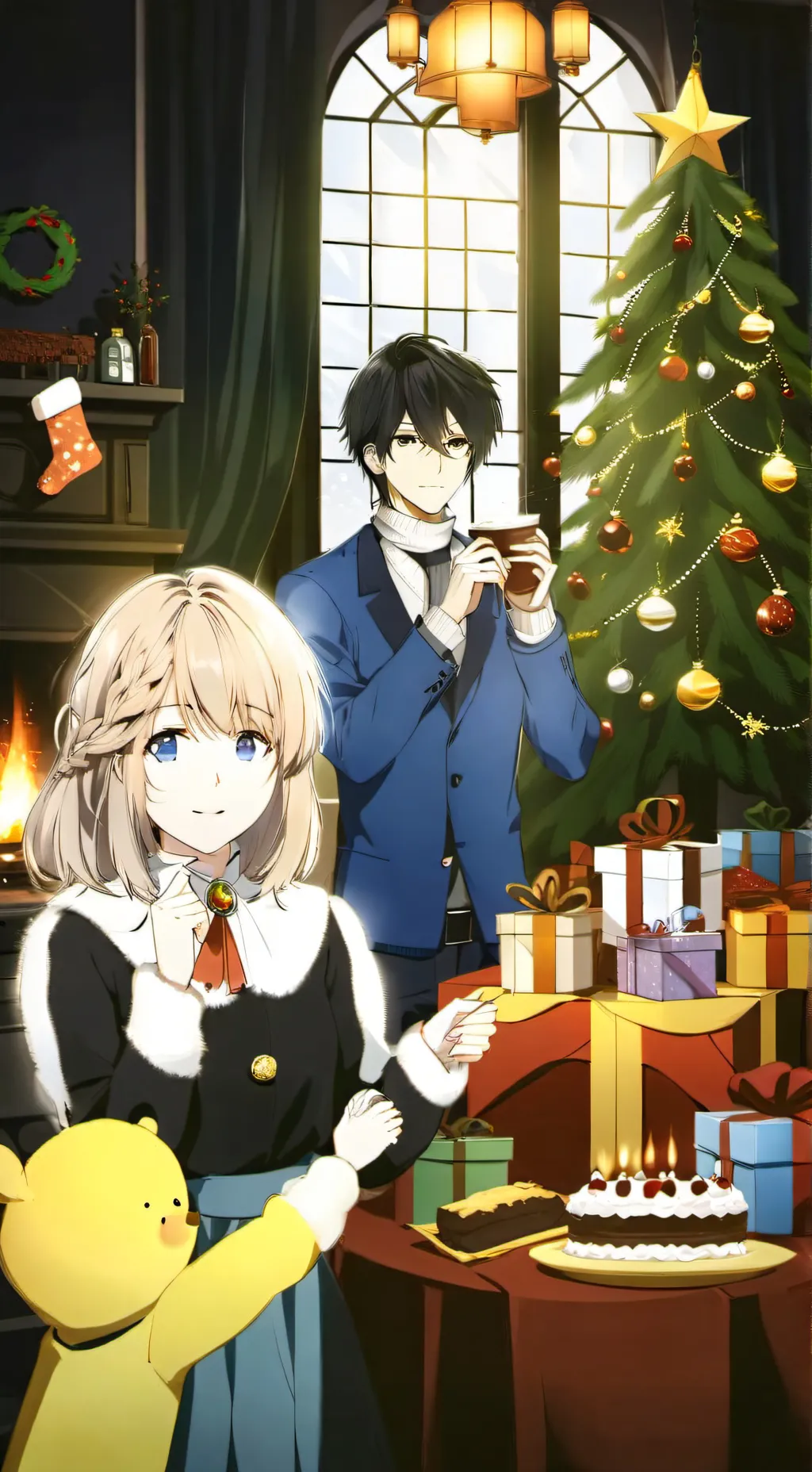 ai character: MHA Christmas  background