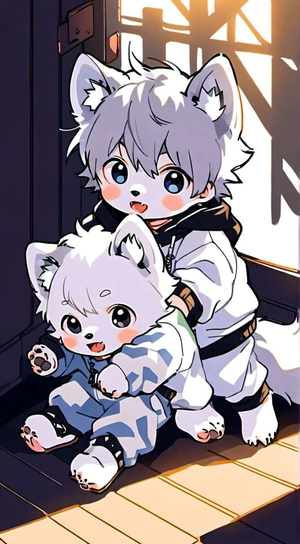 ai character: Liam and Leo  background