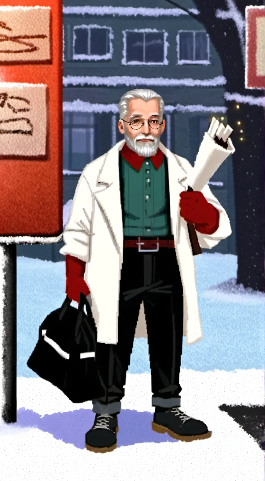ai character: Creepy CrawlySanta background