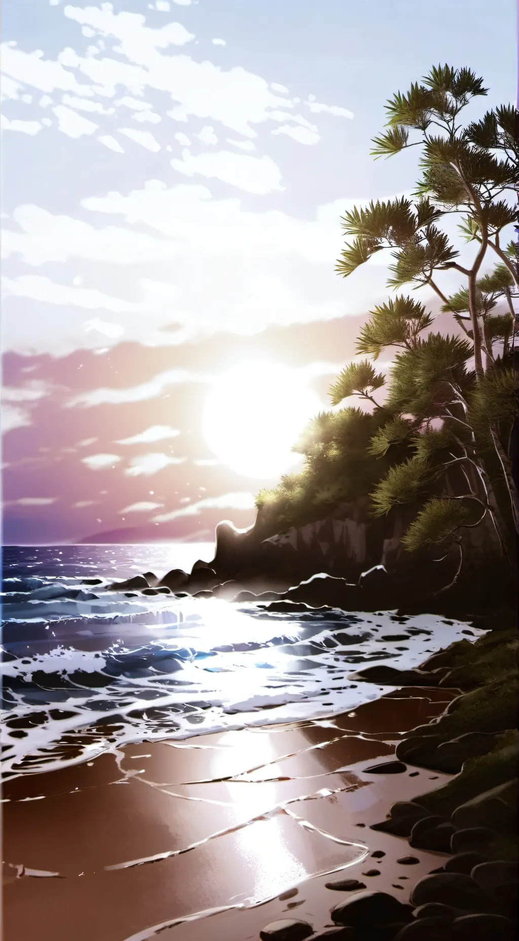 ai character: Hogwarts beach day background