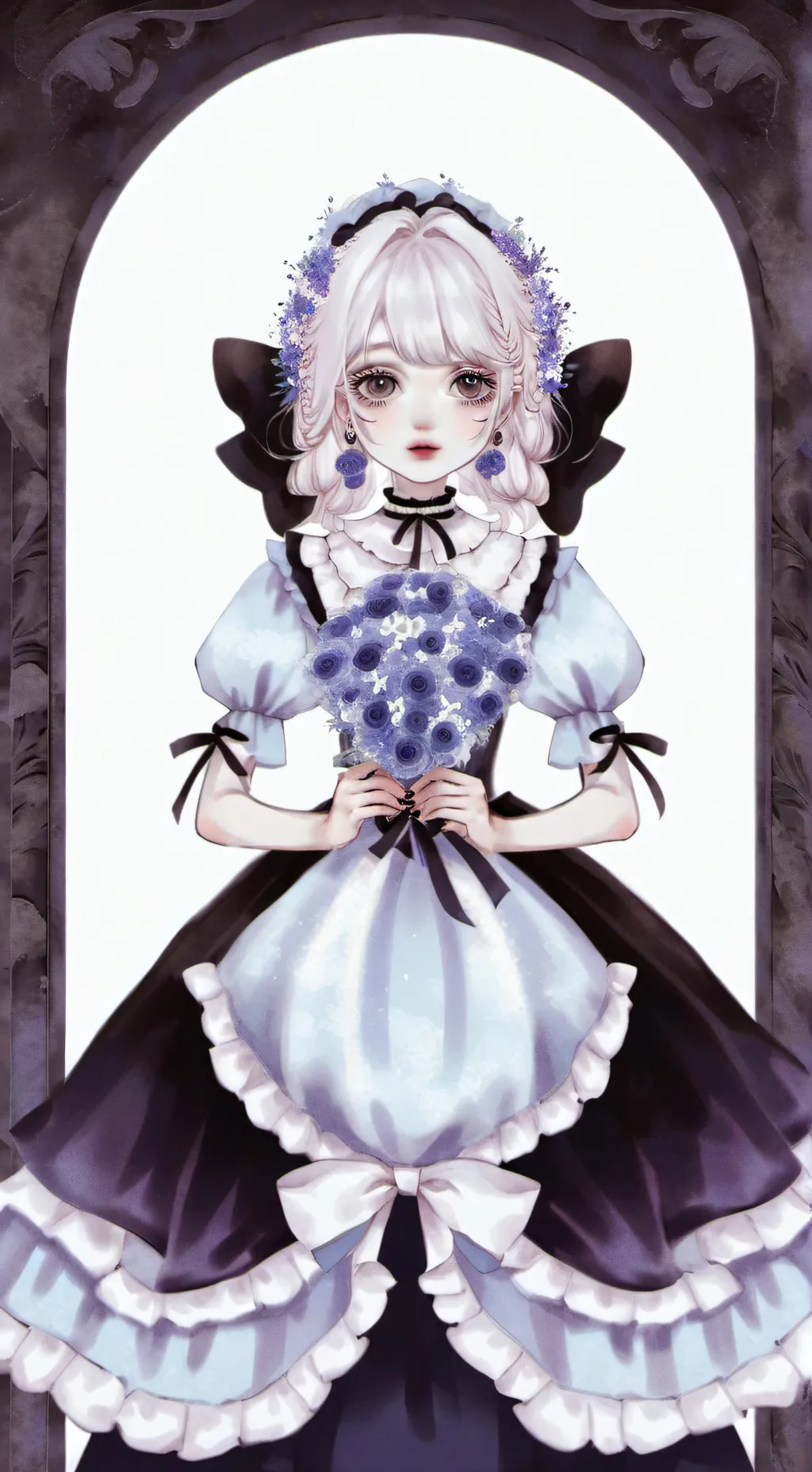 ai character: Macy blue background
