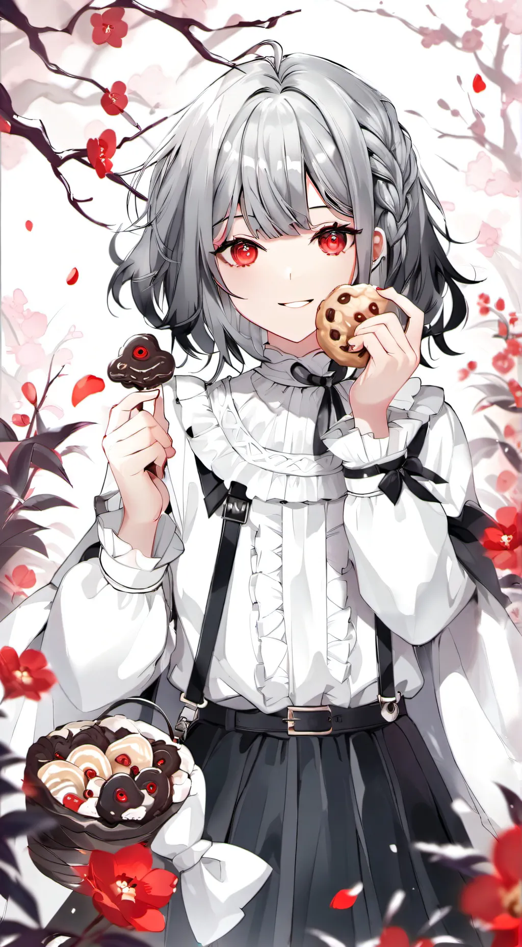 ai character: Tree with cookies background