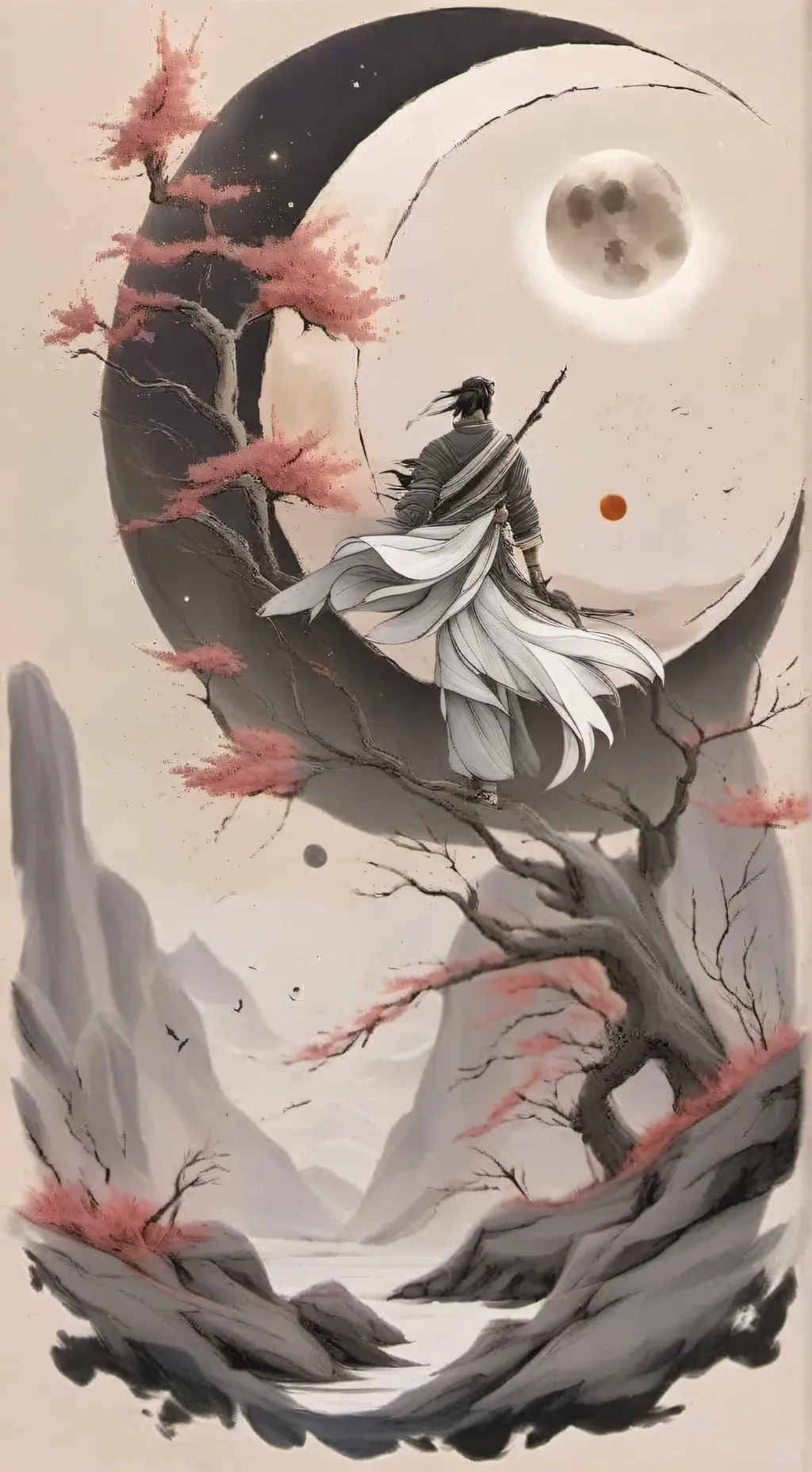 ai character:  sun and moon show background