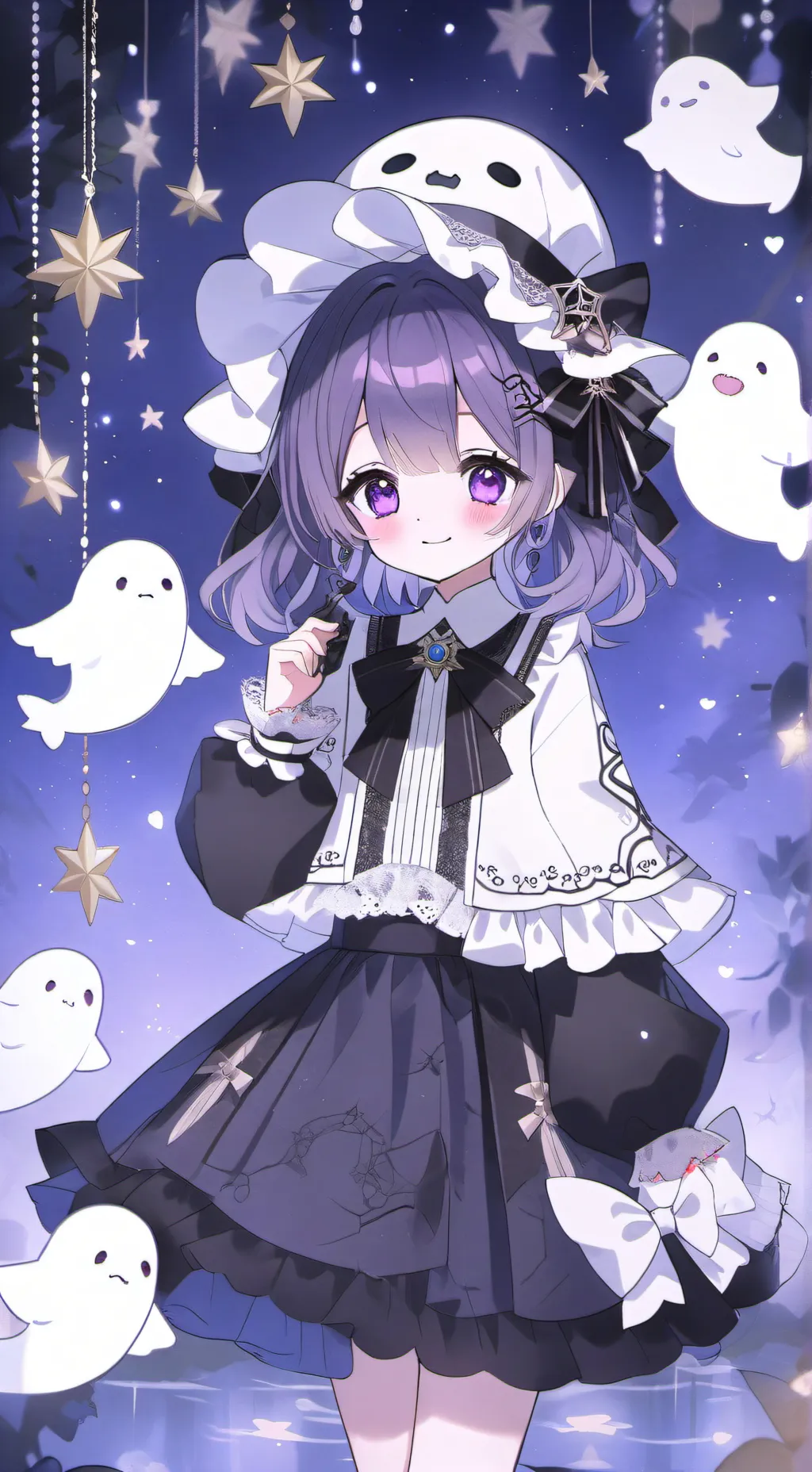 ai character: amy cute ghost background