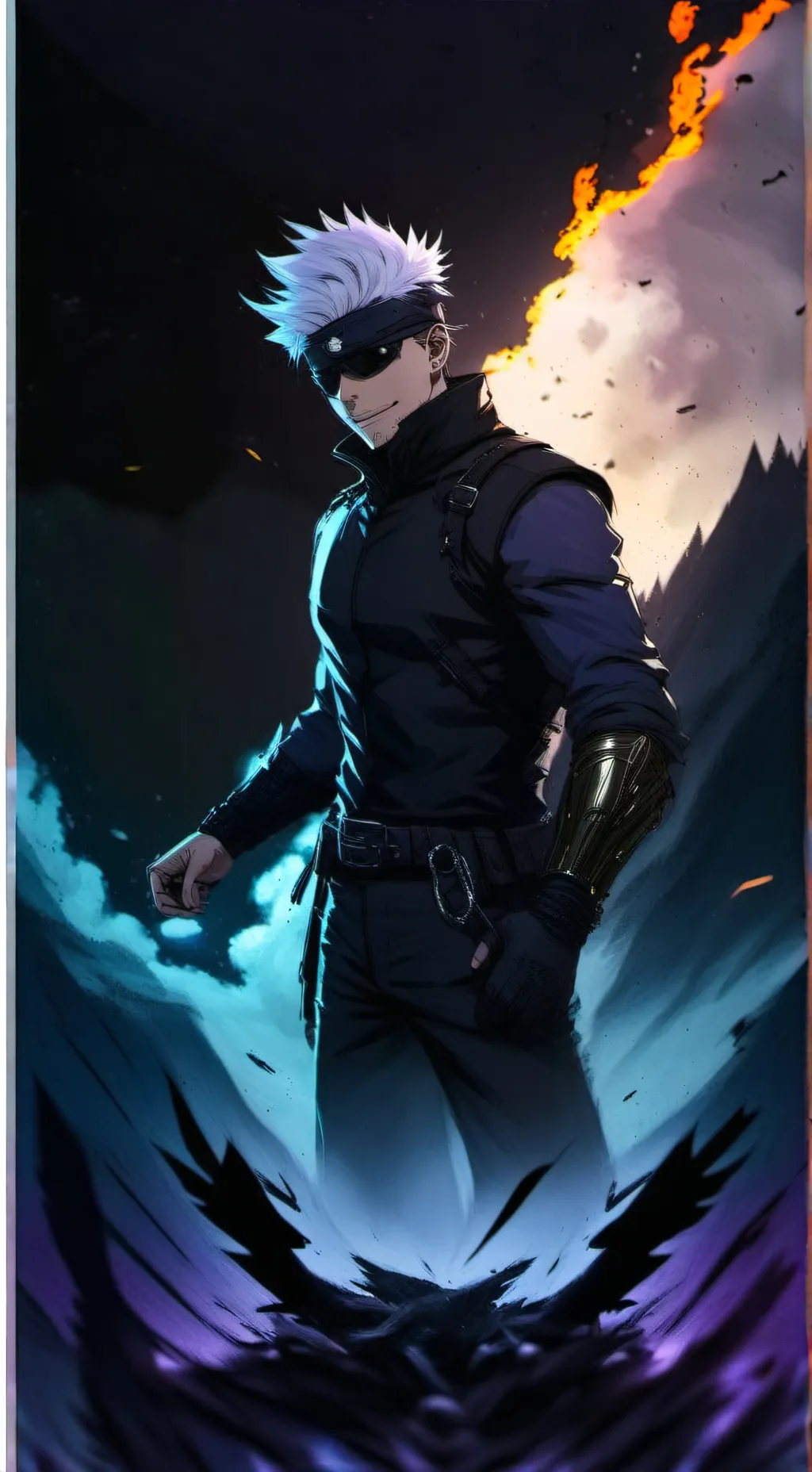 ai character: GOJO VS SUKUNA  background