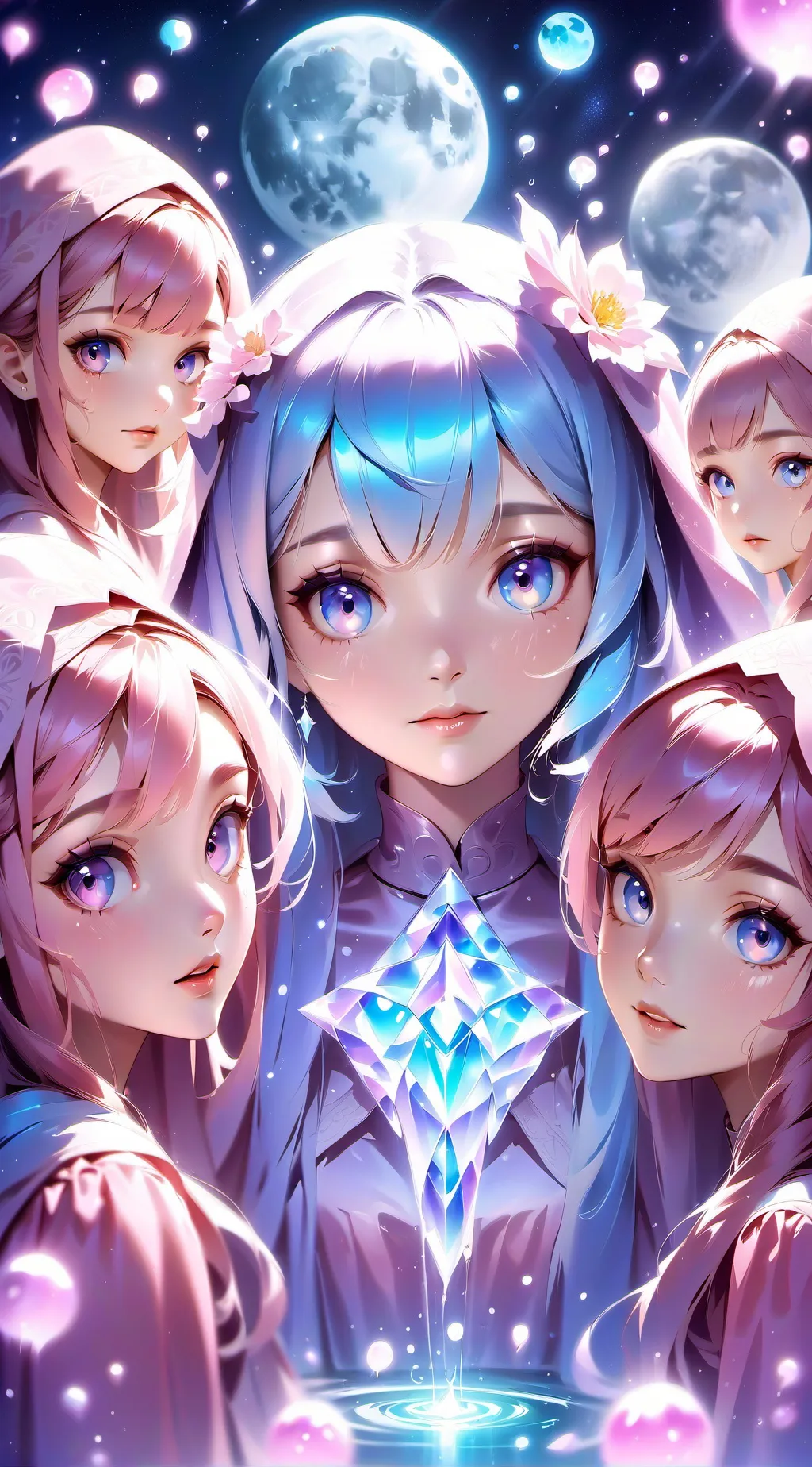 ai character: girls are in contr background