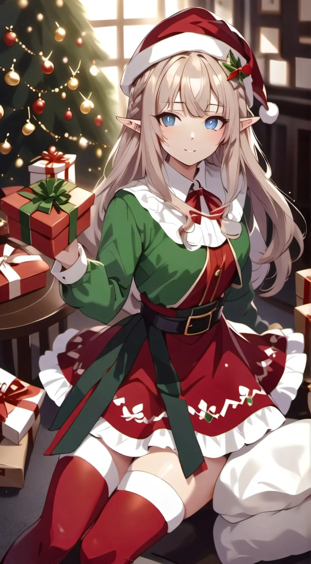 ai character: christmas elf background