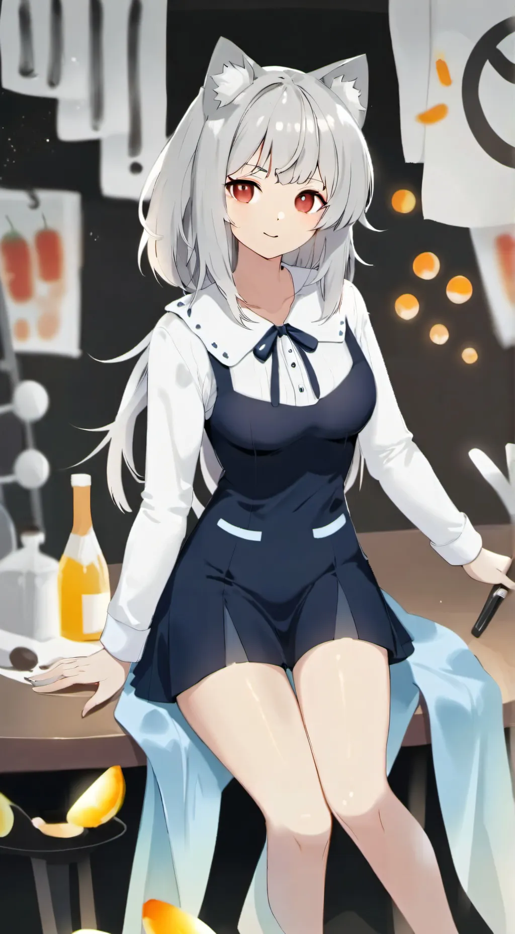 ai character: ocean female wolf  background