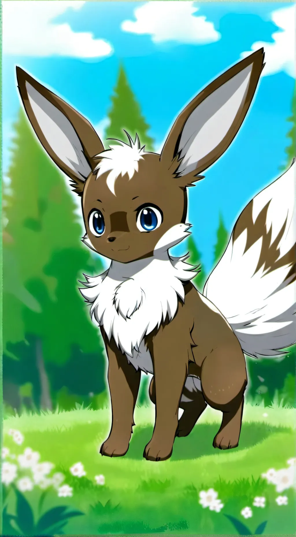 ai character: Shiny Eevee  background