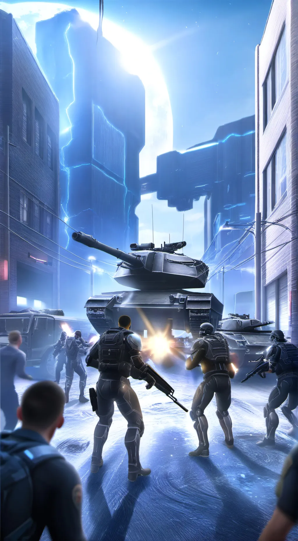 ai character: Future battle background