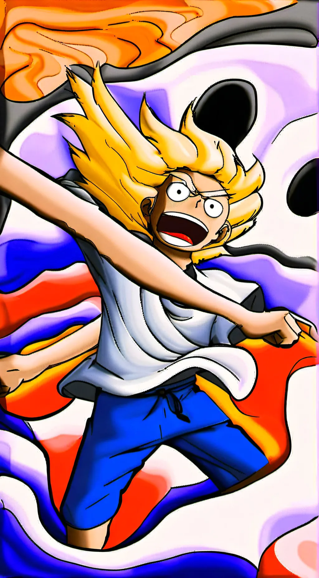 ai character: MHA X one piece background