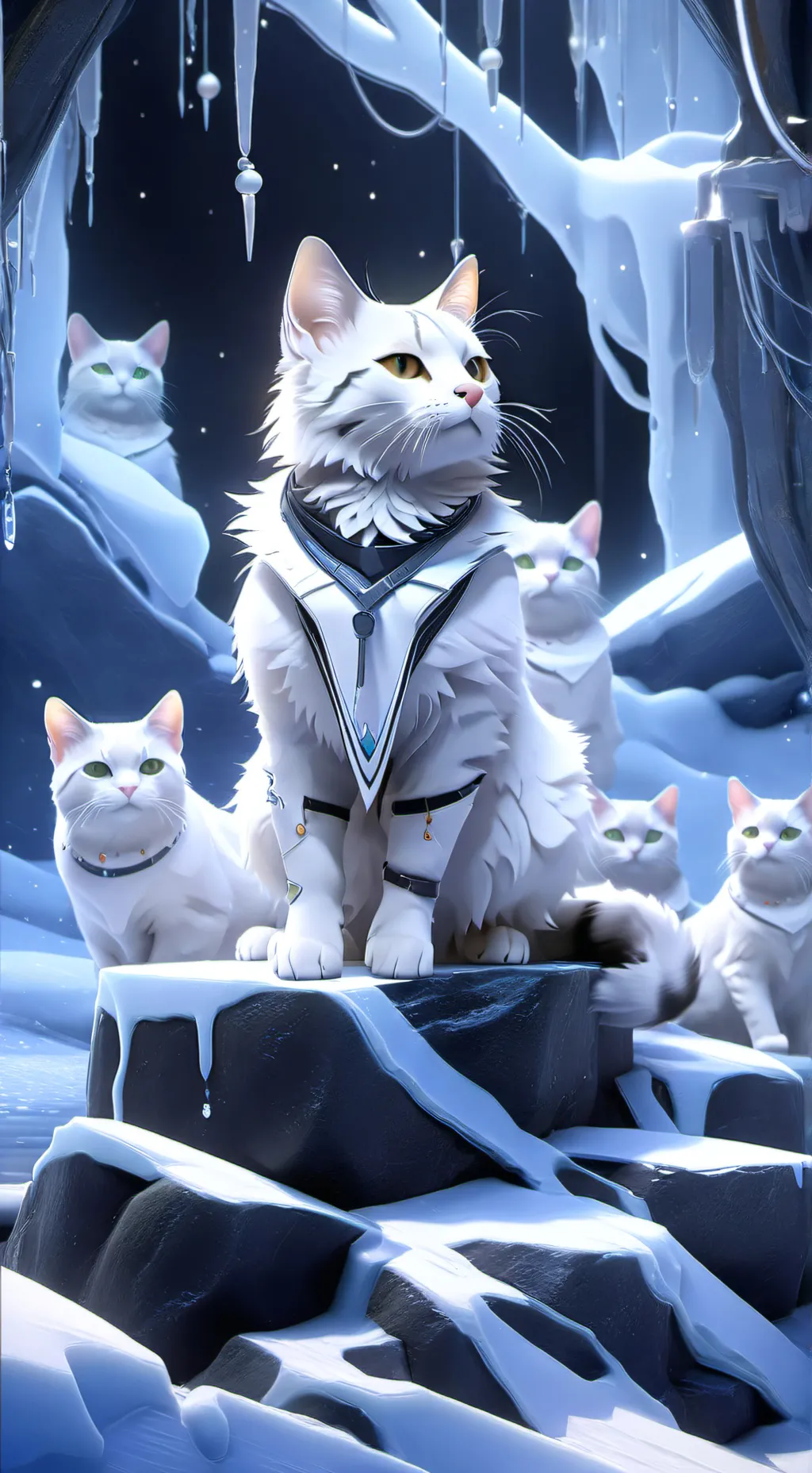 ai character: ice cave background