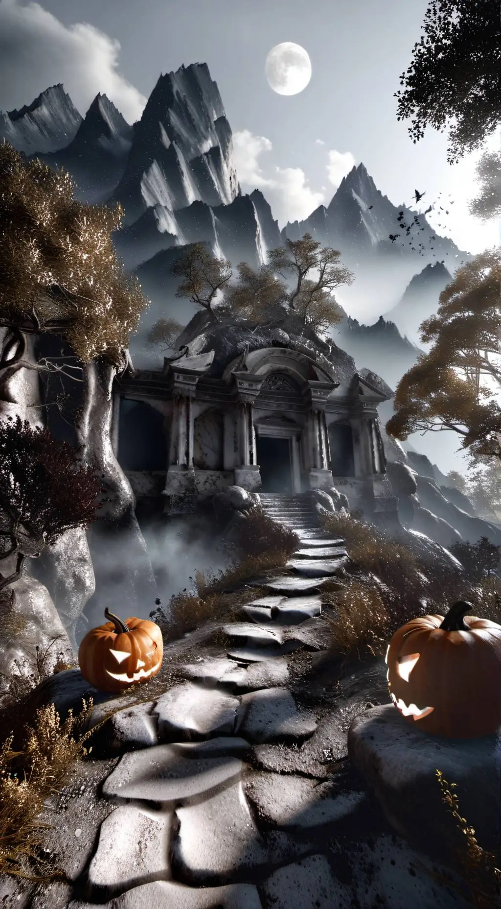 ai character: Olympus Halloween! background