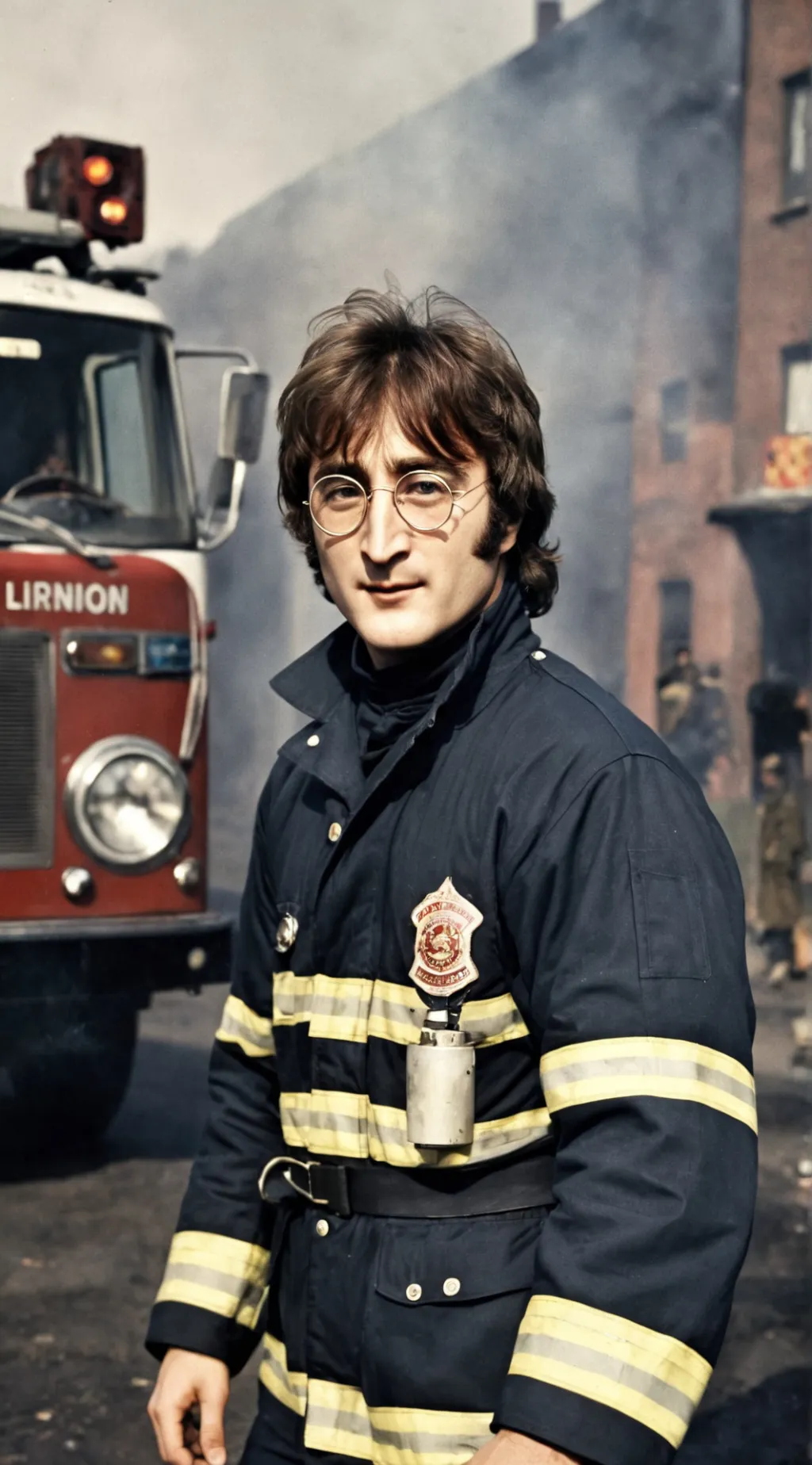 ai character: John Lennon  background