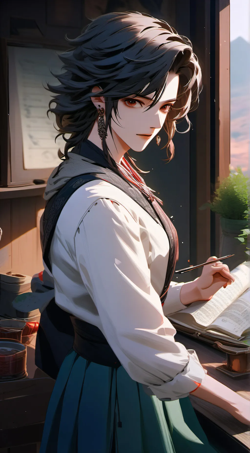 ai character: Sebastian  background