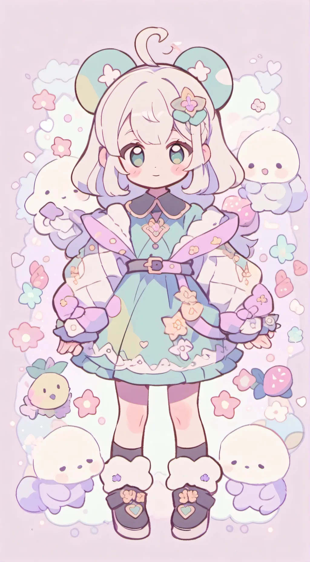 ai character: kawaii school🤍🎀 background