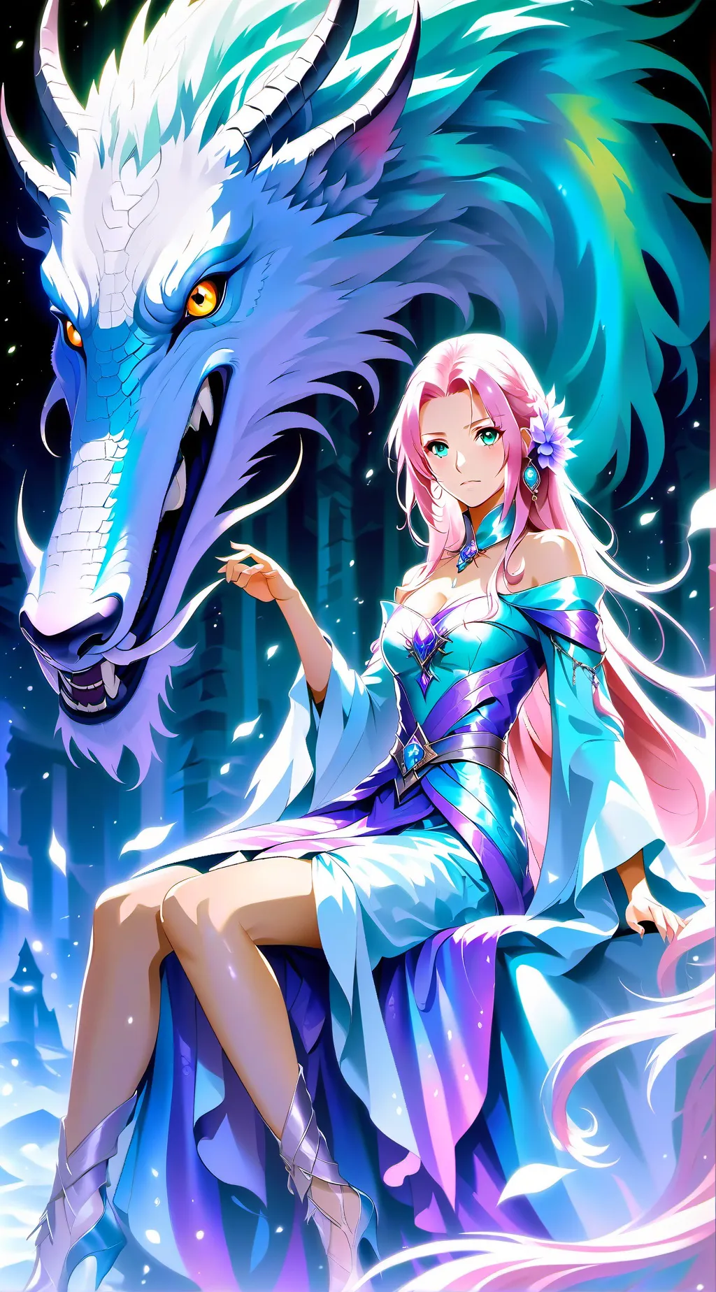 ai character: Mujer Dragona  background