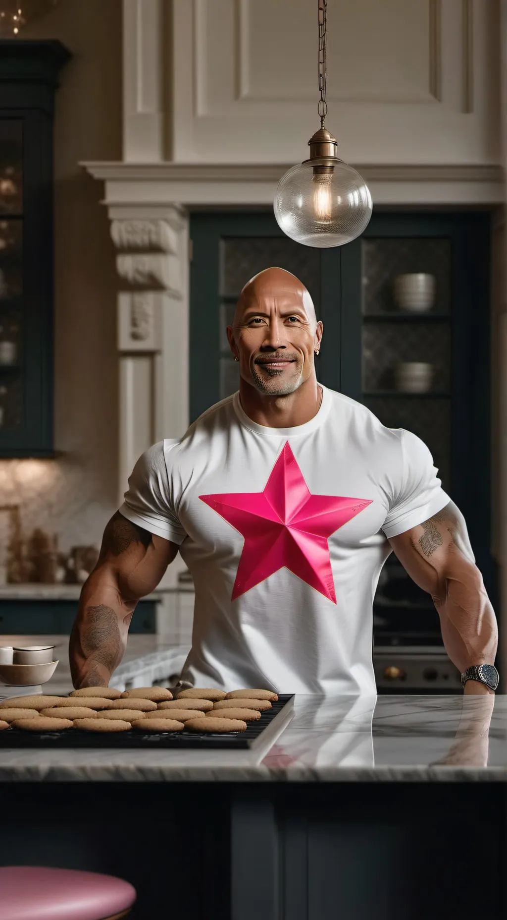 ai character: THE ROCK BUT PREPY background