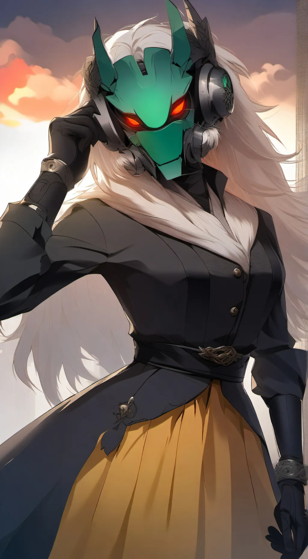 ai character: mask stuck on you background