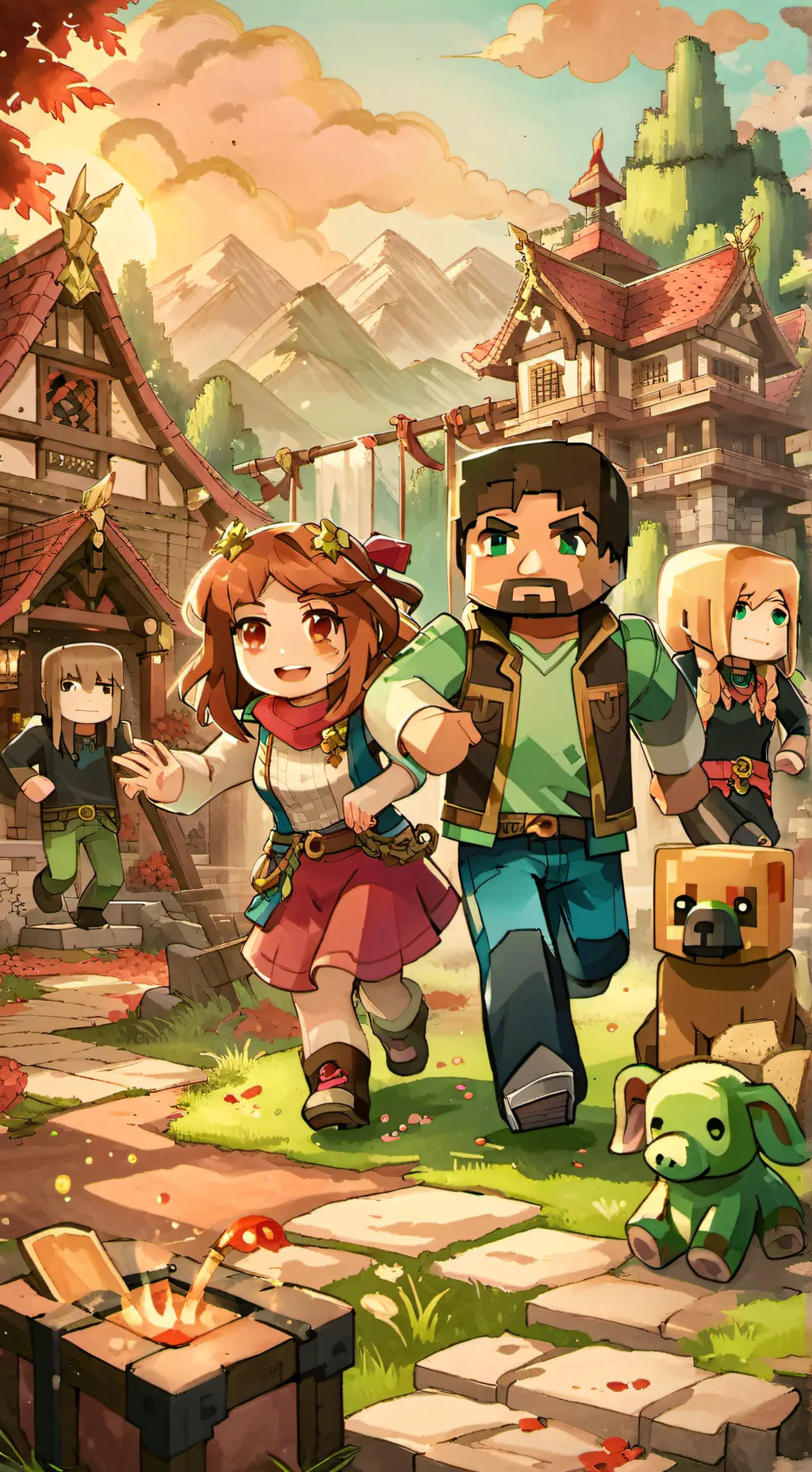 ai character: Minecraft RPG background