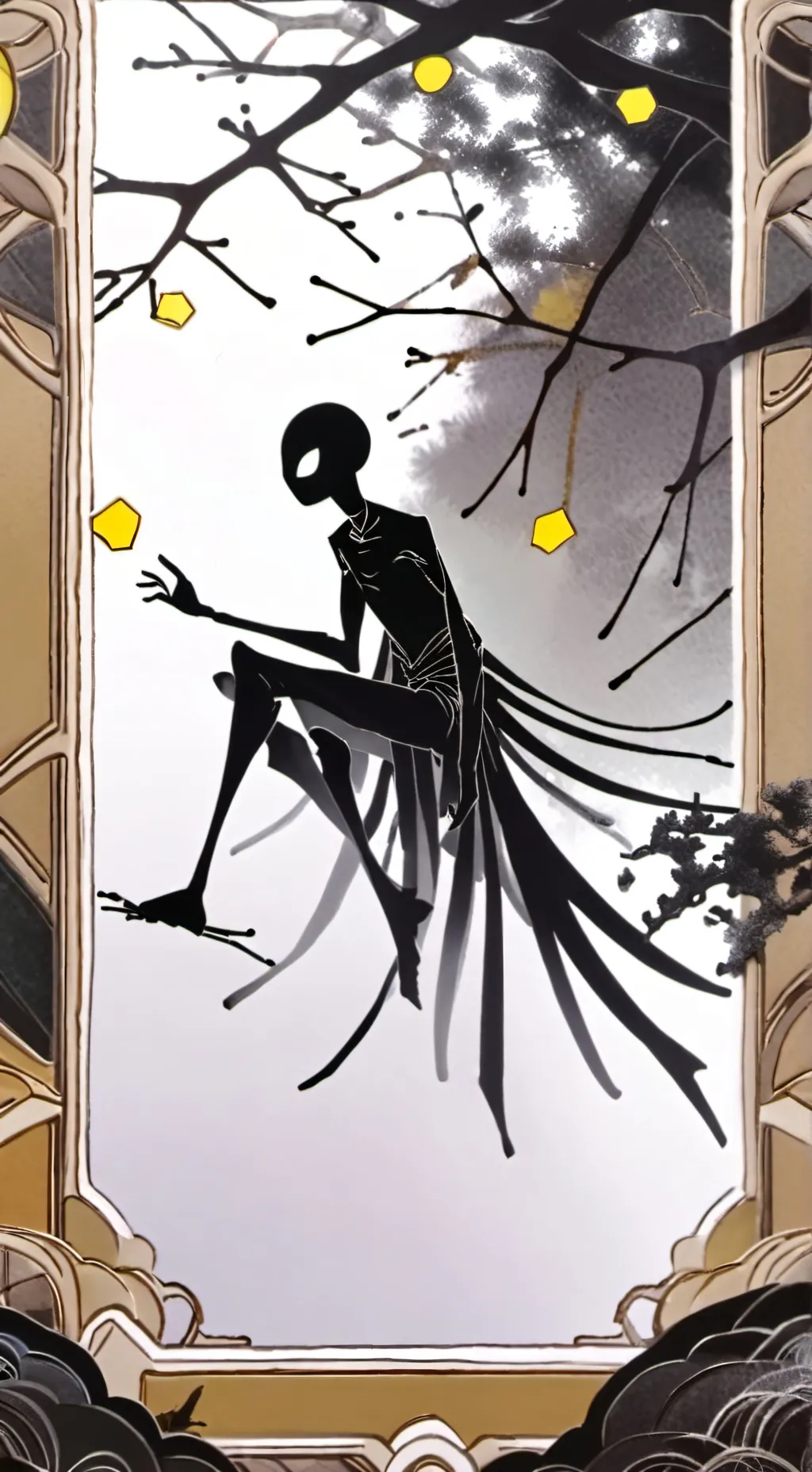 ai character: black x yellow  background