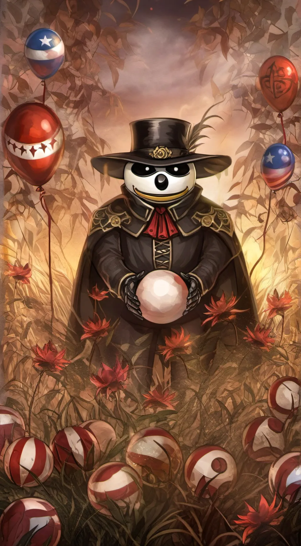 ai character: Countryballs Mean background