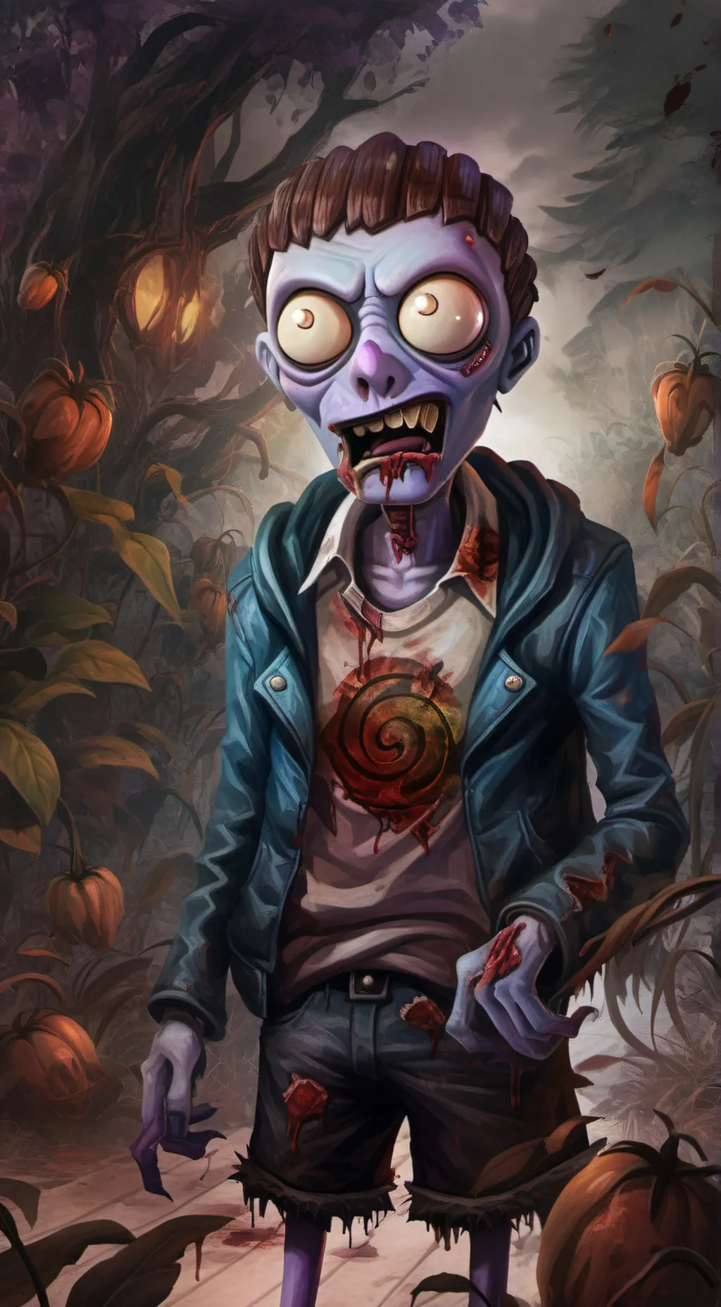 ai character: Purple zombie. background