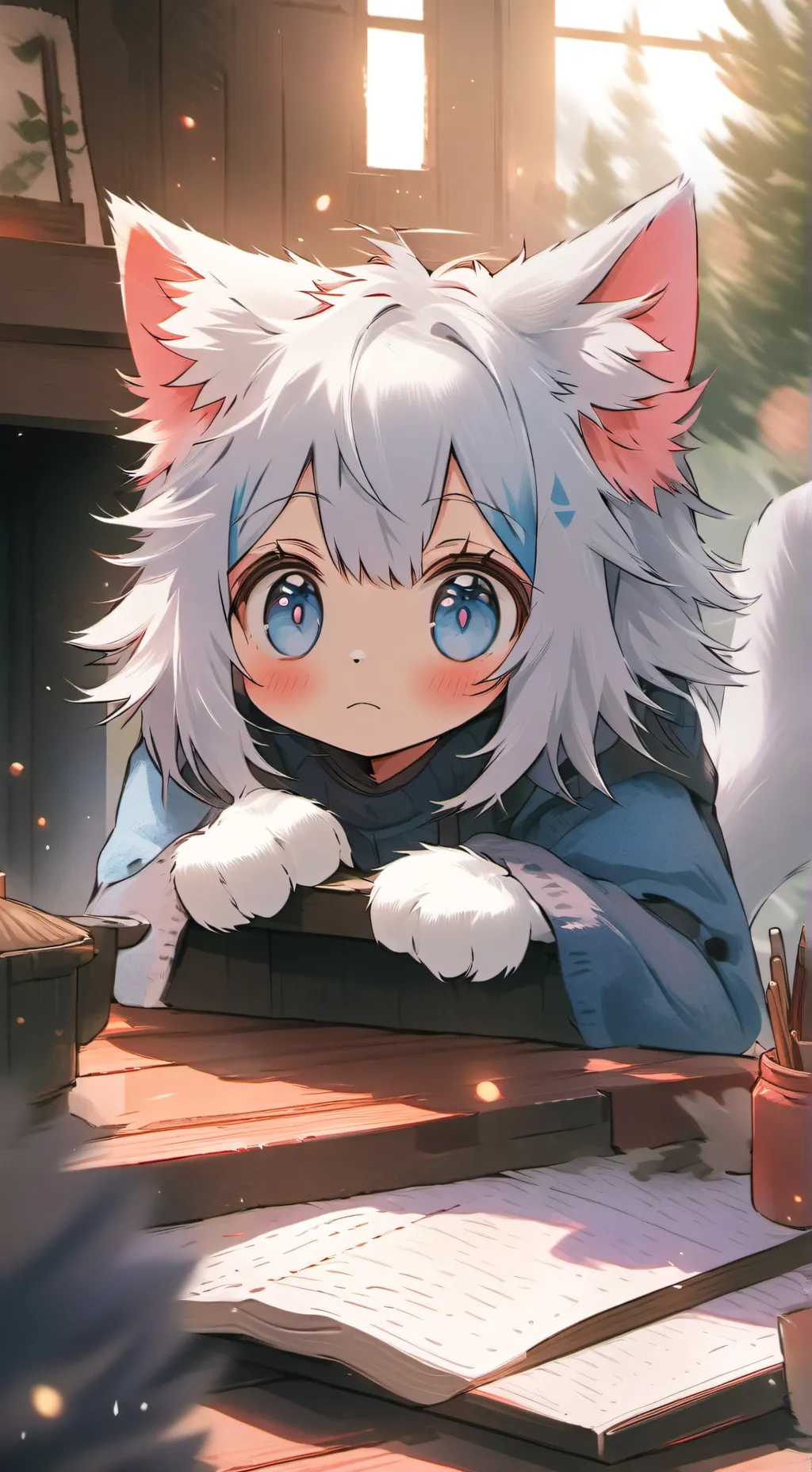 ai character: Blue Spirit Kitten background
