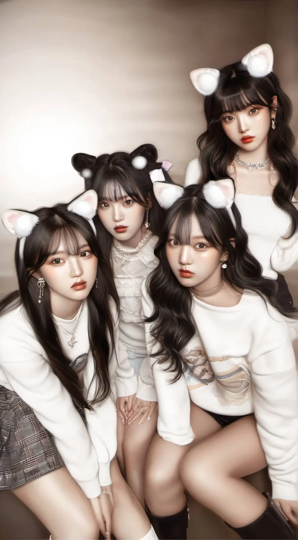 ai character: 4 hybrid cats background