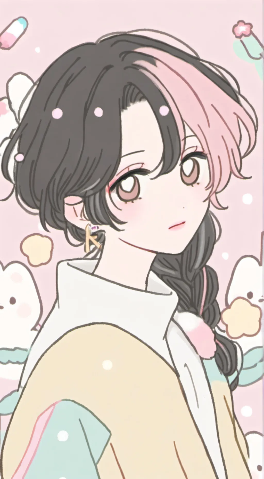 ai character: wenda and gray sus background