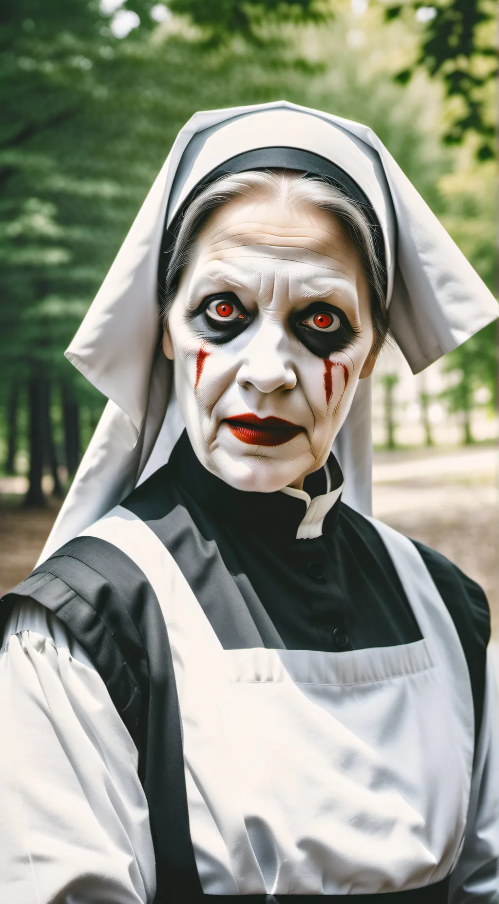 ai character: Mime Nun background