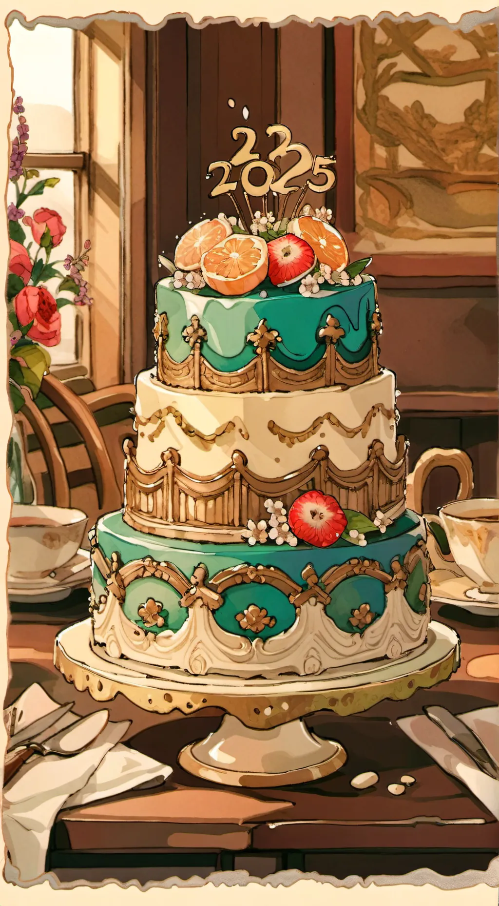 ai character: HAPPY NEW YEARS background