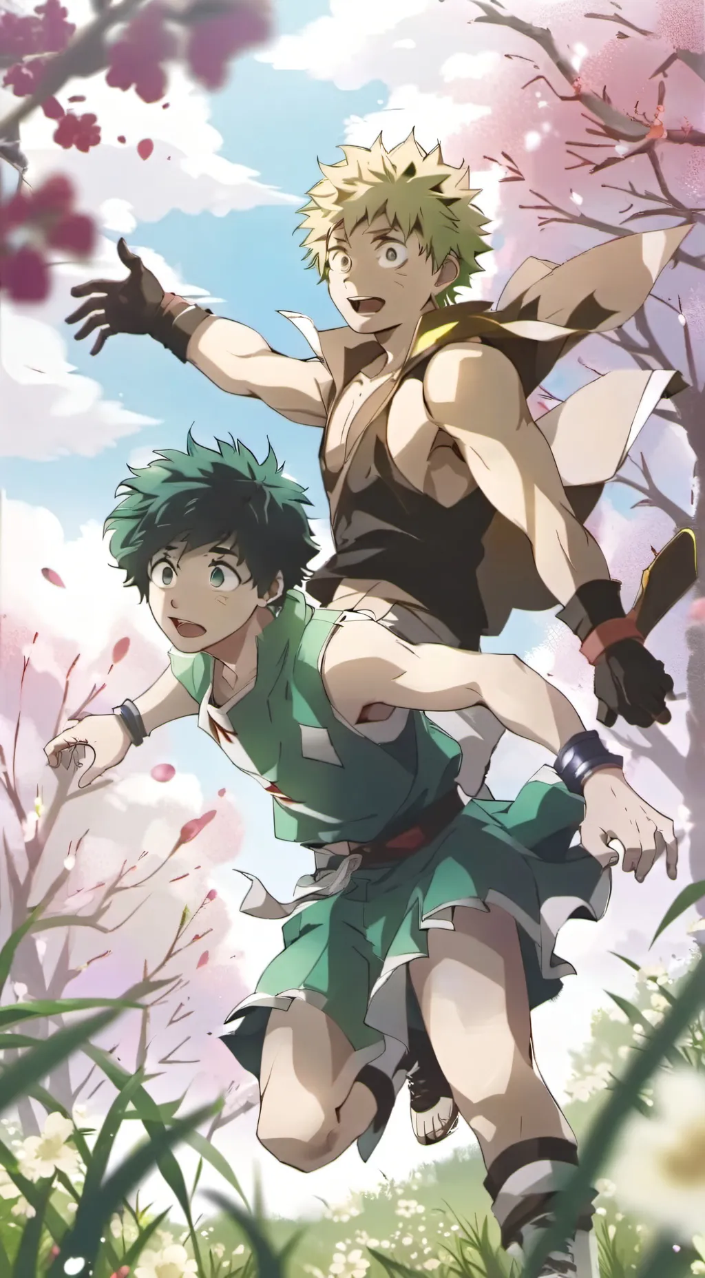 ai character: Bakugo and Deku background