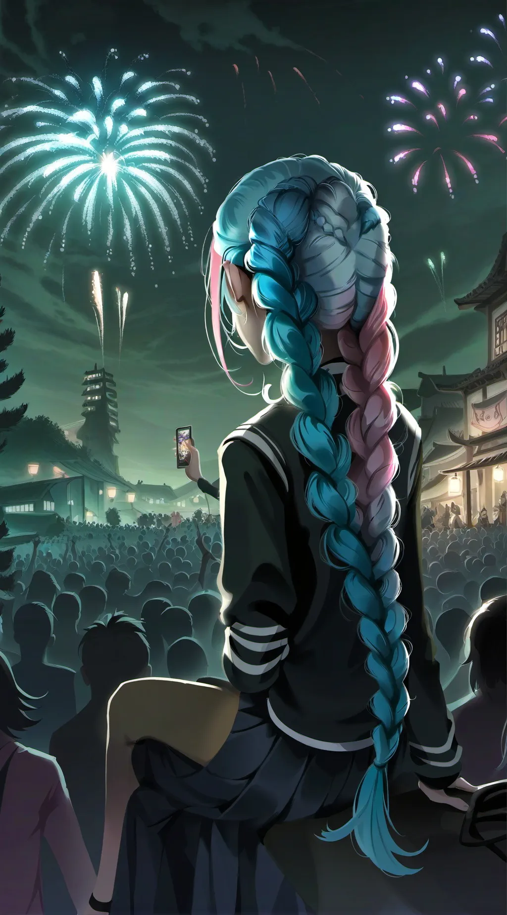 ai character: new year with Jinx background