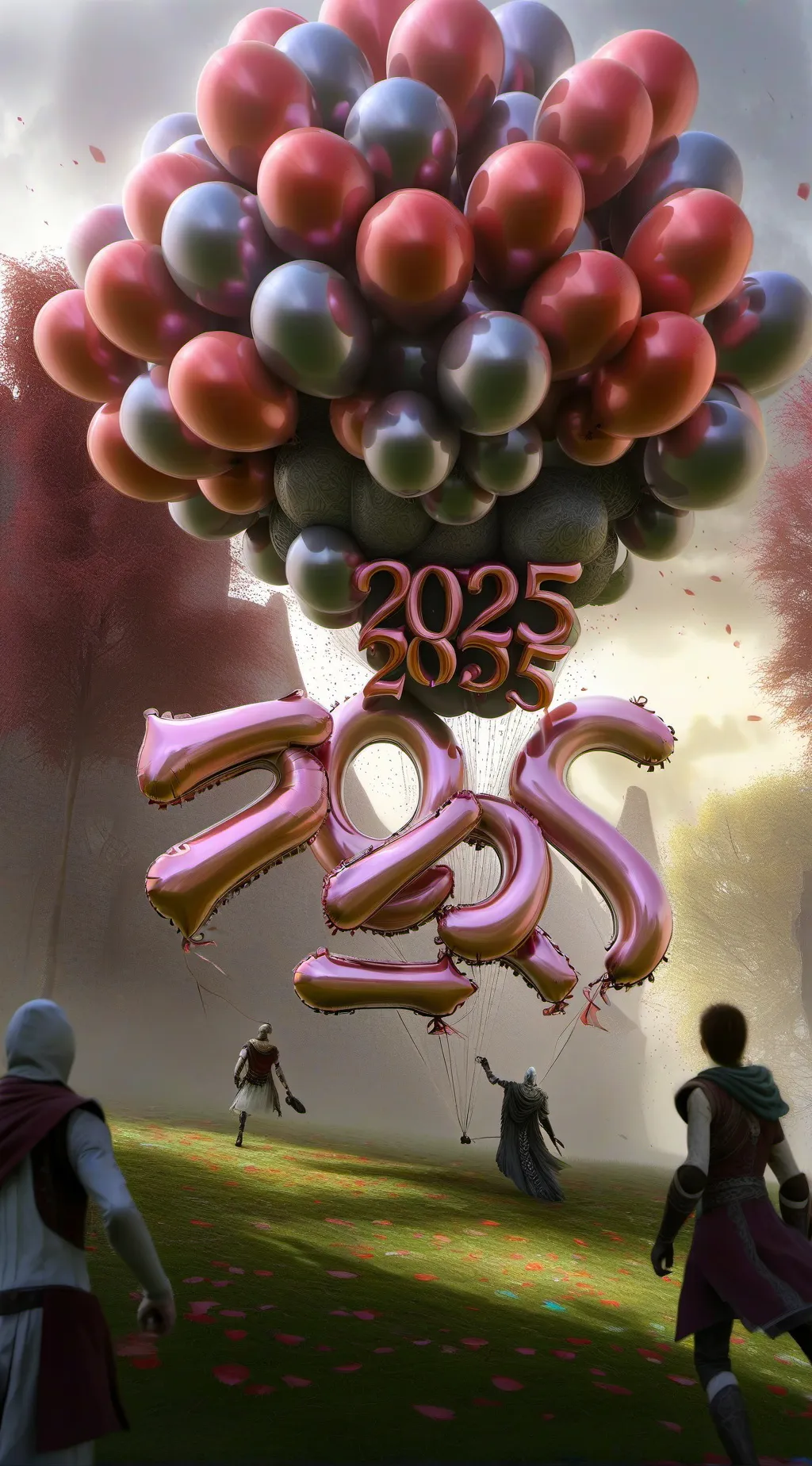 ai character: HAPPY NEW YEAR  background