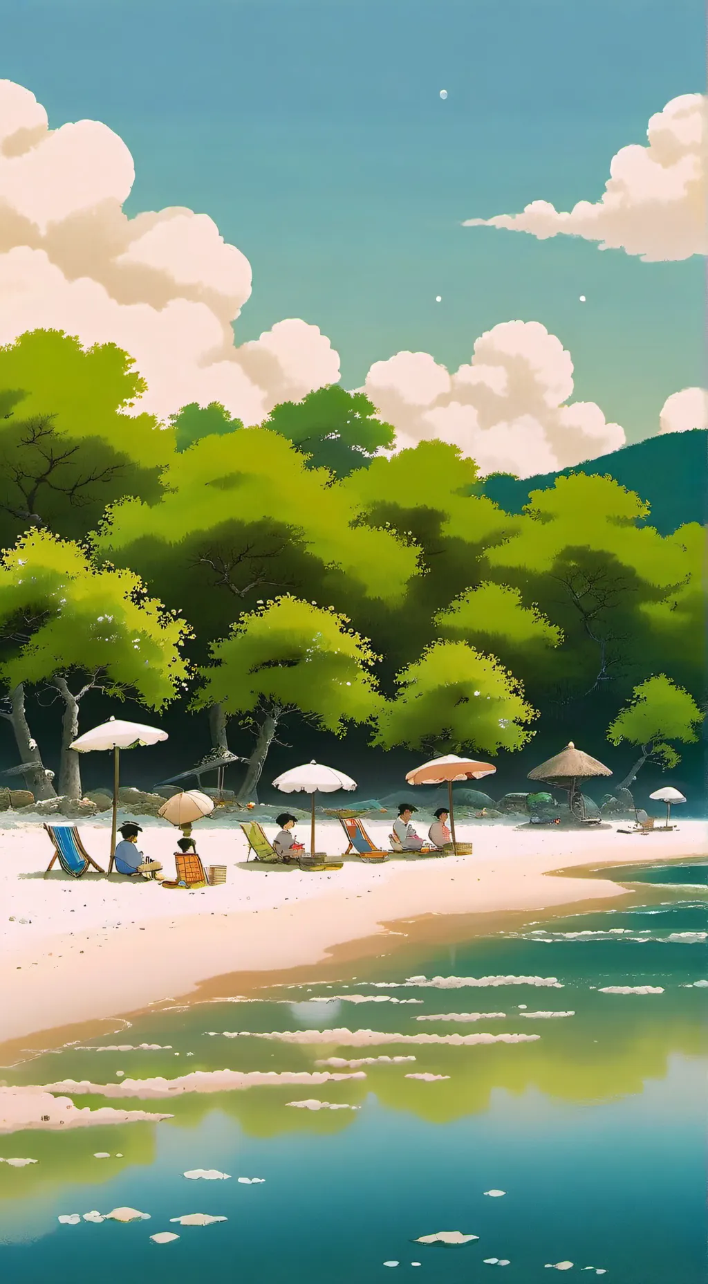 ai character: Kny beach background