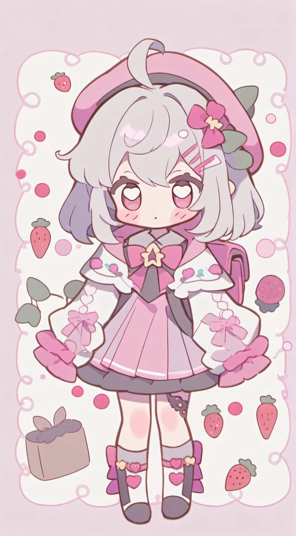ai character: strawberry background
