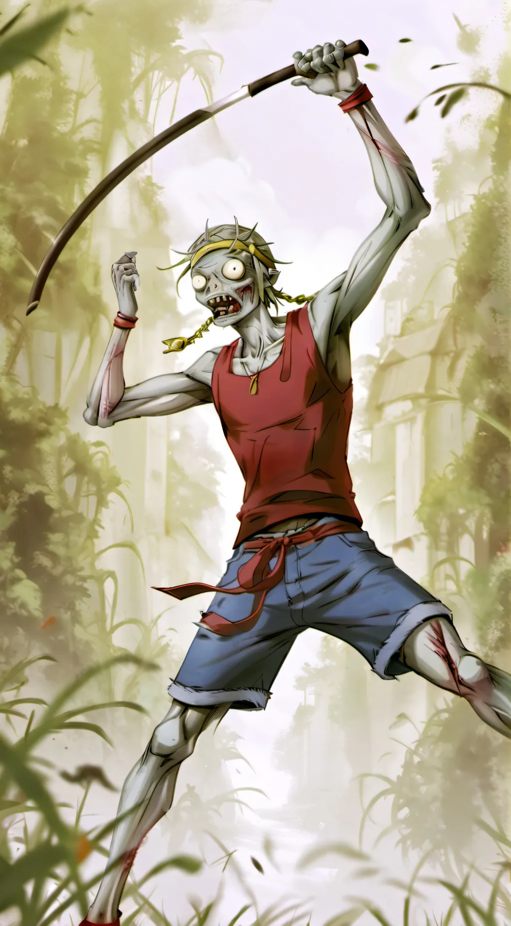 ai character: Pole vault zombie background