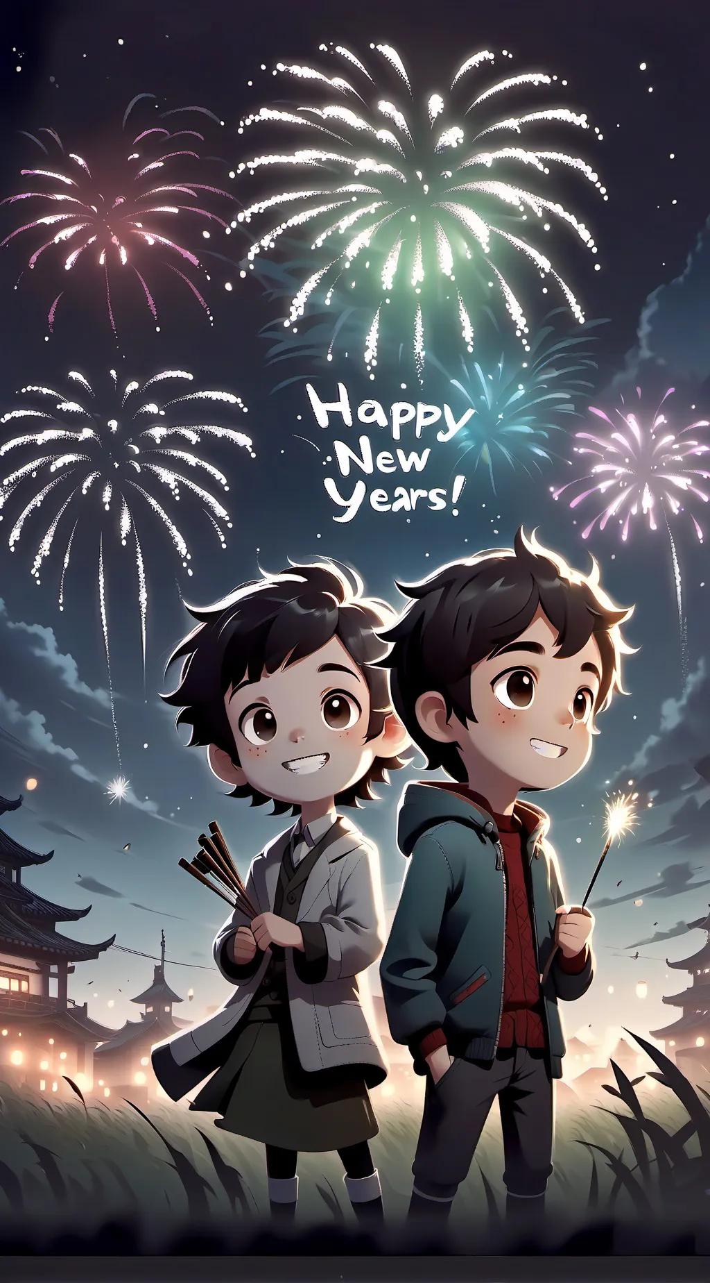 ai character: HAPPY NEW YEARS background