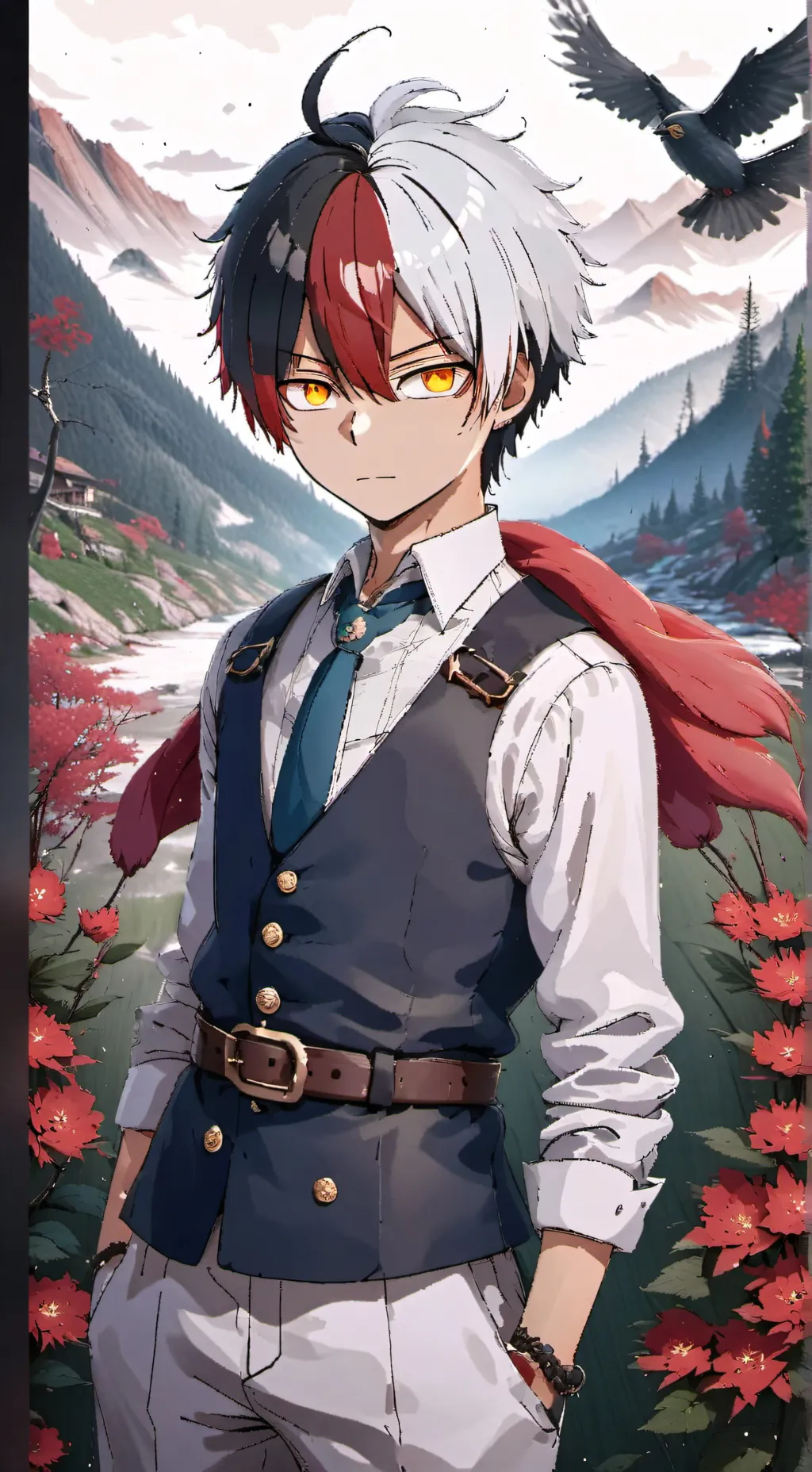 ai character: Shoto Todoroki  background
