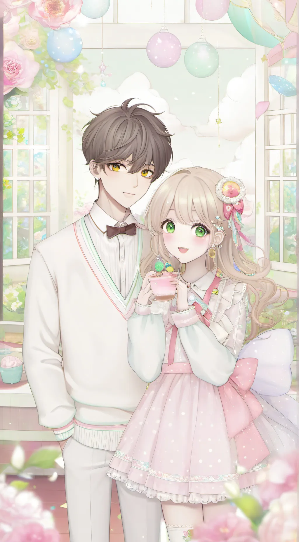 ai character: Asher and Emma  background